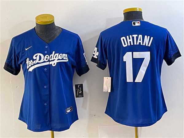 Womens Los Angeles Dodgers #17 Shohei Ohtani Blue City Connect Stitched Jersey(Run Small)